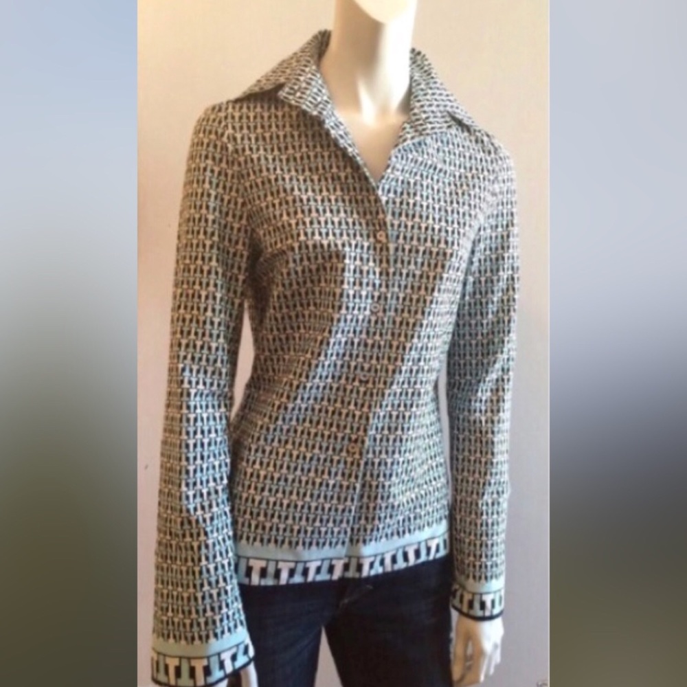 NWT TORY BURCH Graphic Tunic Top! $498 size 4 blue nautical cruise xs - Picture 4 of 5